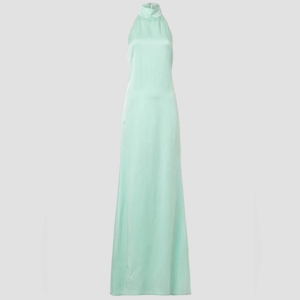 Lapointe Backless Satin Halter Gown Maxi Dress